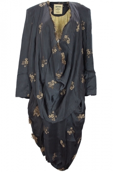 Uma Wang Black and Tan Embroidered Skirt Suit