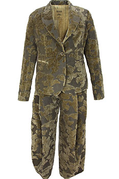 Uma Wang Grey Green Velvet Brocade Suit