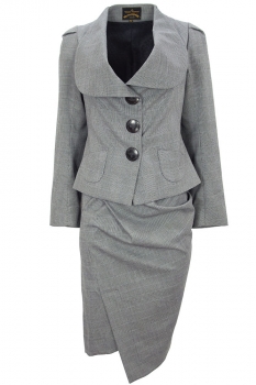  Grey Check 2 piece Skirt Suit