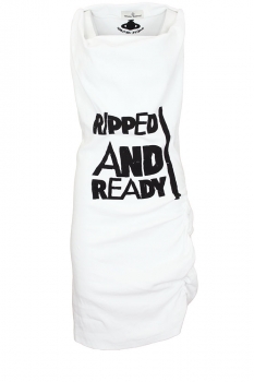Vivienne Westwood White with Black Print Ripped and Ready Virginia Dress