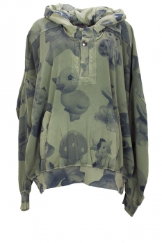 Vivienne Westwood Green Dyed Figurine Print Hooded Baseball Sweat Shirt