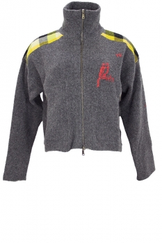 Vivienne Westwood Charcoal with designs Logo Zip-Up Cardigan