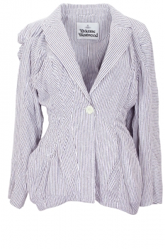 Vivienne Westwood Blue/Brown Stripe on White Cloud Jacket