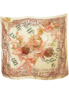 Vivienne Westwood Yellow Primavera Cherubs Print Silk Square